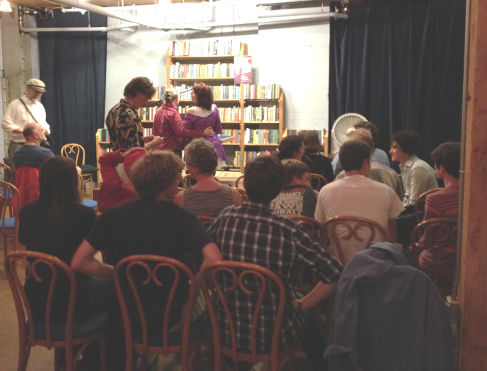 The crowd gathers at Elliott Bay Books